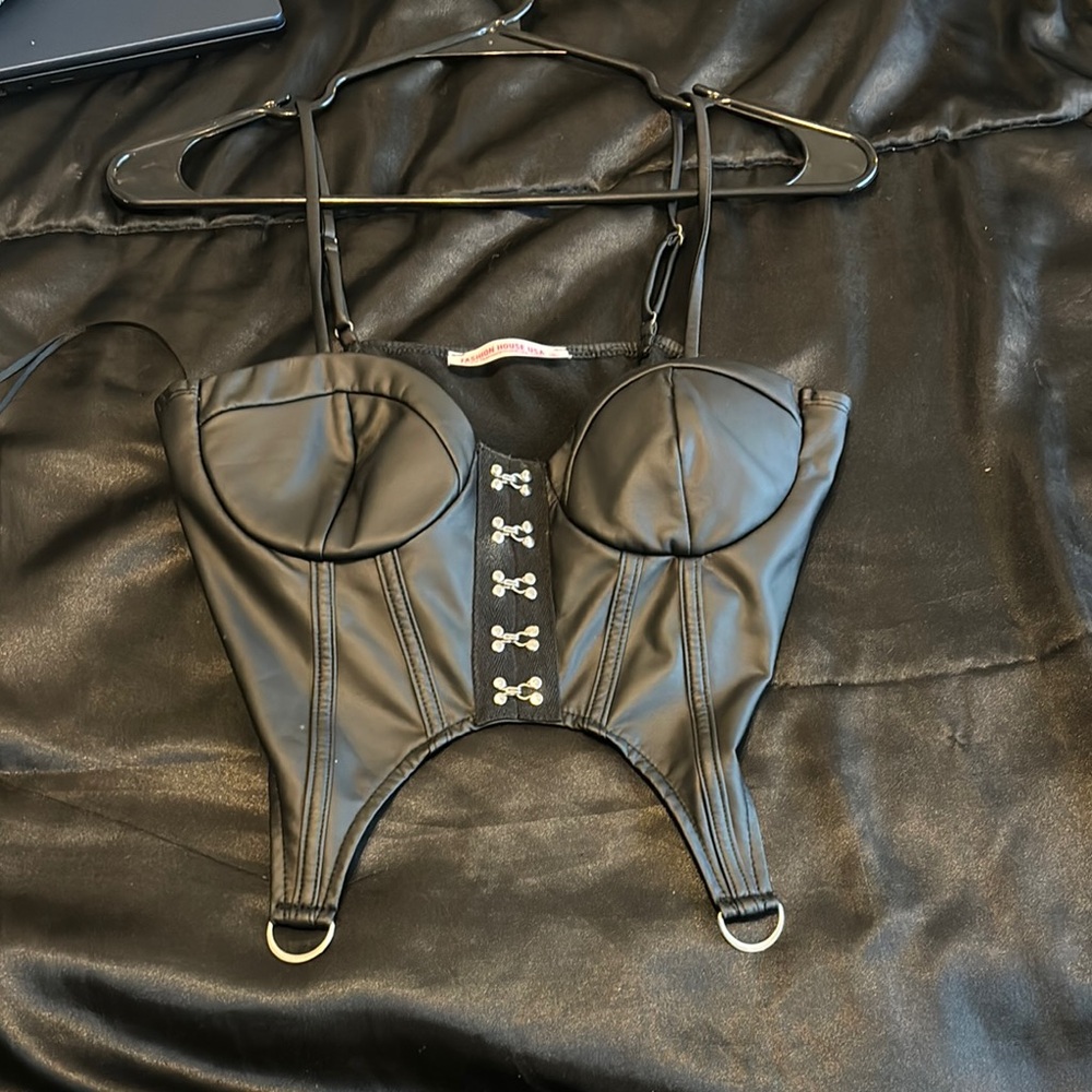 Black Corset Top with Hook Details